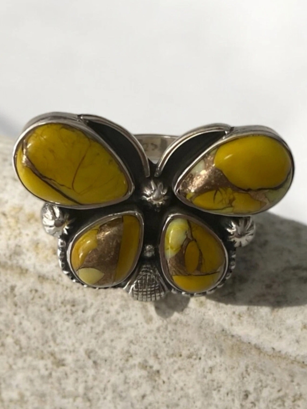 925 Sterling Silver Honey Turquoise Ring - Women Jewelry